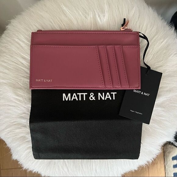 Matt & Nat Loom Vegan Leather Wallet, Clutch. Zip Top, Purple/Pink, Mauve NWT - Picture 2 of 12